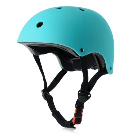 Youth Skateboard Bike Helmet For Boy And Girl, Lightweight Adjustable, Multi-Sport For Bicycle Skate Scooter (Aqua, Medium)