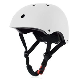 Kids Skateboard Bike Helmet For Boy And Girl, Lightweight Adjustable, Multi-Sport For Bicycle Skate Scooter (White, Small)