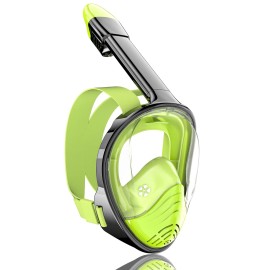 Qingsong Full Face Snorkel Mask For Adults & Kids, Snorkeling Gear With Camera Mount, 180 Degree Panoramic View Snorkel Set Anti-Fog Anti-Leak