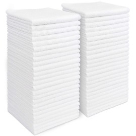 Aidea Microfiber Cleaning Cloths White-50Pk, Strong Water Absorption, Lint-Free, Scratch-Free, Streak-Free, Dish Towels White (115Inx 115In)