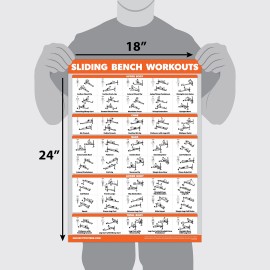 Sliding Bench Workout Poster - Compatible with Total Gym, Weider Ultimate Body Works - Incline Bench Exercise Chart (LAMINATED, 18