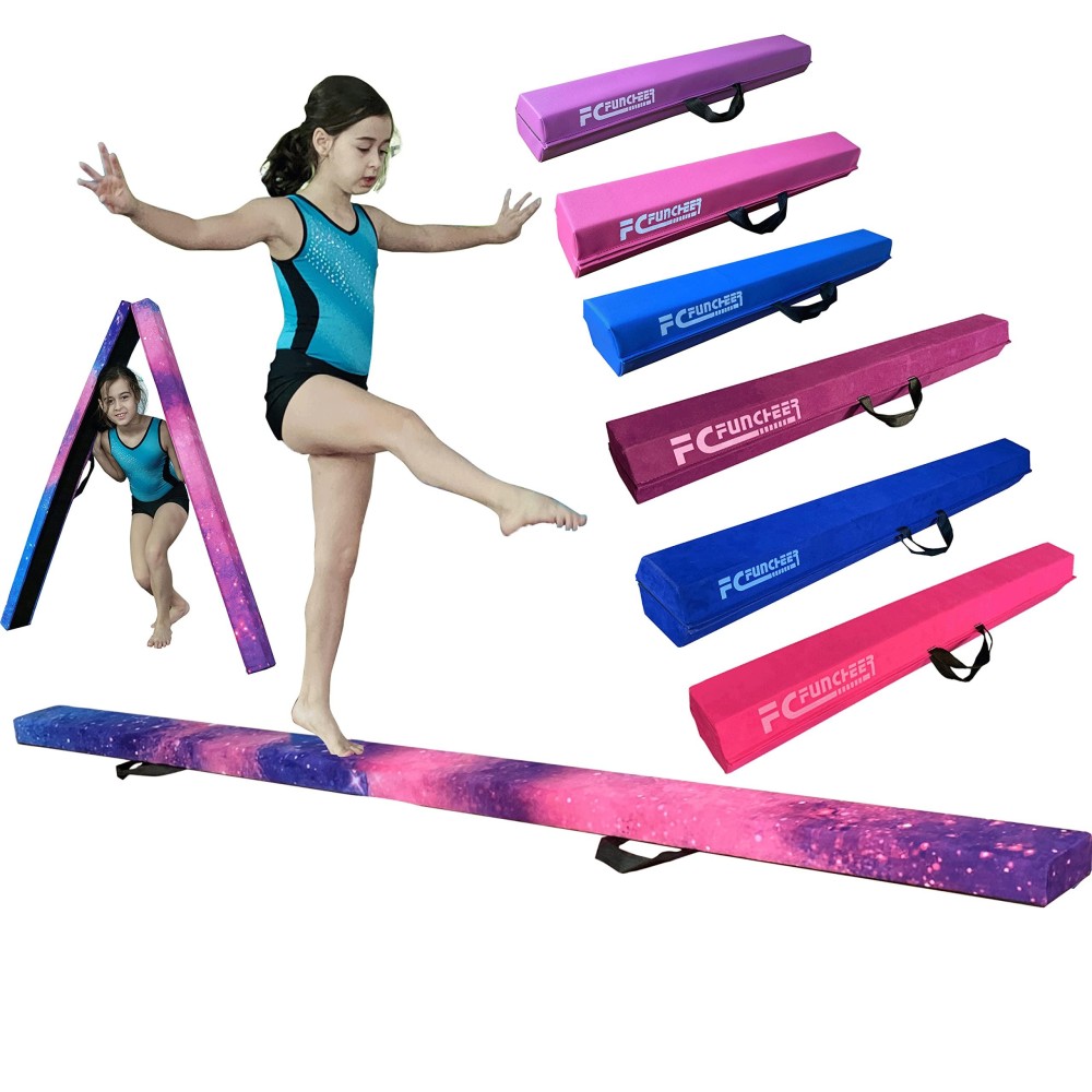 Fc Funcheer 6Ft9Ft Folding Floor Gymnastics Beam For Kids,Non Slip Rubber Basegymnastics Beam For Training,Professional Home Training With Carrying Bag