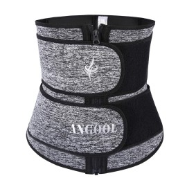 Angool Neopren Waist Trainer For Women,Workout Plus Size Trimmer Belt Sauna Sweat Corset Cincher With Zipper
