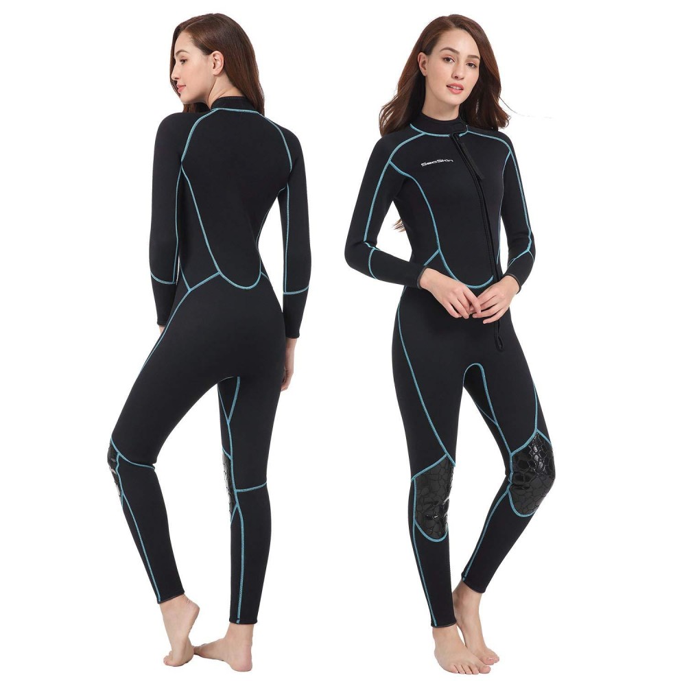 Mens 3Mm Shorty Wetsuit Womens, Neoprene Full Body Diving Suit Front Zip Diving Wetsuit Snorkeling Surfing (Womens Fullsuit, S)