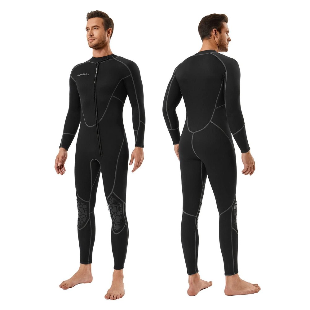 Mens 3Mm Shorty Wetsuit, Full Body Diving Suit Front Zip Diving Wetsuit Snorkeling Surfing (Mens Fullsuit, S)