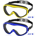 Cooloo Kids Swim Goggles For Age 3-15, 2 Pack Kids Goggles For Swimming With Nose Cover, No Leaking, Anti-Fog, Waterproof