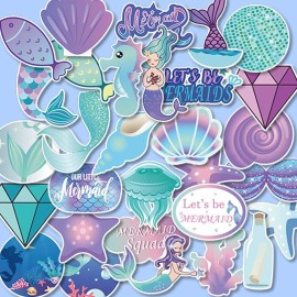 Anor Wishlife Mermaid Luggage Stickers(60Pcs),Mermaid Laptop Stickers,Mermaid Skateboard Stickers,Mermaid Notebooks Stickers,Mermaid Pvc Waterproof Stickers For Kids,Adults,Cars,Motorcycles,Bicycles