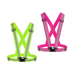 Chiwo Reflective Vest Running Gear 2Pack, High Visibility Adjustable Safety Vest For Night Cycling,Hiking, Jogging,Dog Walking, Construction Safe (Green Pink)