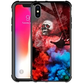 Carloca Iphone Xs Max Case,Iphone Xs Max Cases For Girls Women Boys,Colorful Skull Smoke Pattern Design Shockproof Anti-Scratch Case For Apple Iphone Xs Max