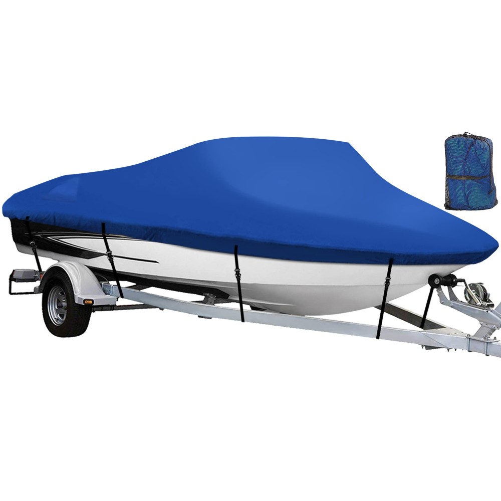 Nexcover Trailerable Boat Cover, Length: 14A-16A Beam Width: Up To 90A, Waterproof Heavy Duty Cover, Fits V-Hull, Tri-Hull, Runabout, Pro-Style, Bass Boat, Storage Bag Tightening Straps Included