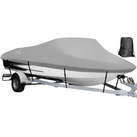 Nexcover Trailerable Boat Cover, Length: 20A-23A Beam Width: Up To 100A, Waterproof Heavy Duty Cover, Fits V-Hull, Tri-Hull, Runabout, Pro-Style, Bass Boat, Storage Bag Tightening Straps Included