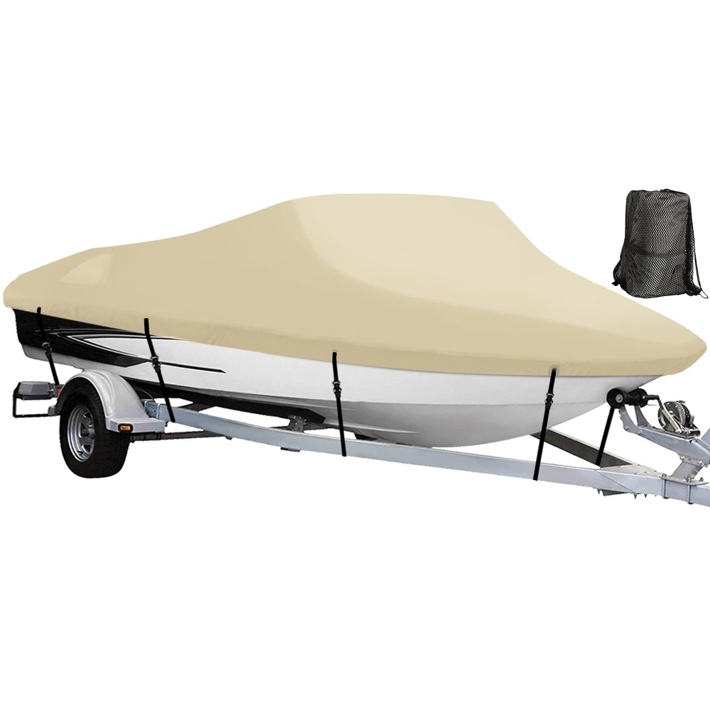 Nexcover Trailerable Boat Cover, Length: 16A-185A Beam Width: Up To 94A, Waterproof Heavy Duty Cover, Fits V-Hull, Tri-Hull, Runabout, Pro-Style, Bass Boat, Storage Bag Tightening Straps Included