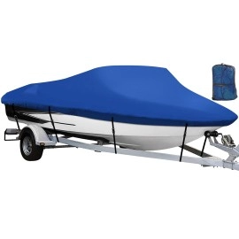 Nexcover Trailerable Boat Cover, Length: 17A-19A Beam Width: Up To 96A, Waterproof Heavy Duty Cover, Fits V-Hull, Tri-Hull, Runabout, Pro-Style, Bass Boat, Storage Bag Tightening Straps Included