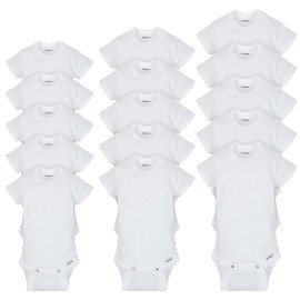 Gerber Baby 15 Piece Onesies Bodysuit Multi Size Pack, White, 6-9 Months