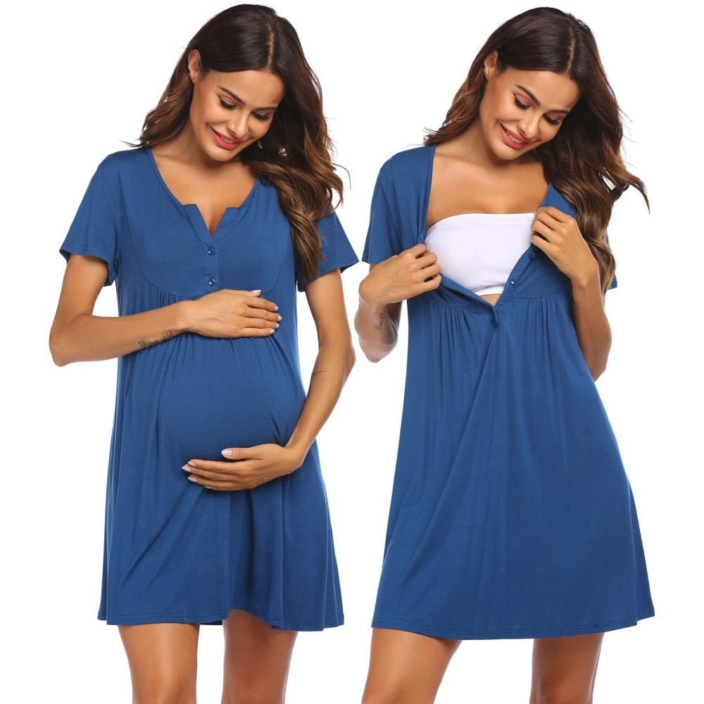 Ekouaer Labor And Delivery Gown, Nursing Nightgown,Amaternity Nightgowns For Hospital Short Breastfeedinganightgown S-Xxl