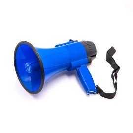 Bemldy Portable Megaphone Bullhorn With Built-In Siren/Alarm-Music-Adjustable Volume -Strap Powerful And Lightweight (Blue)