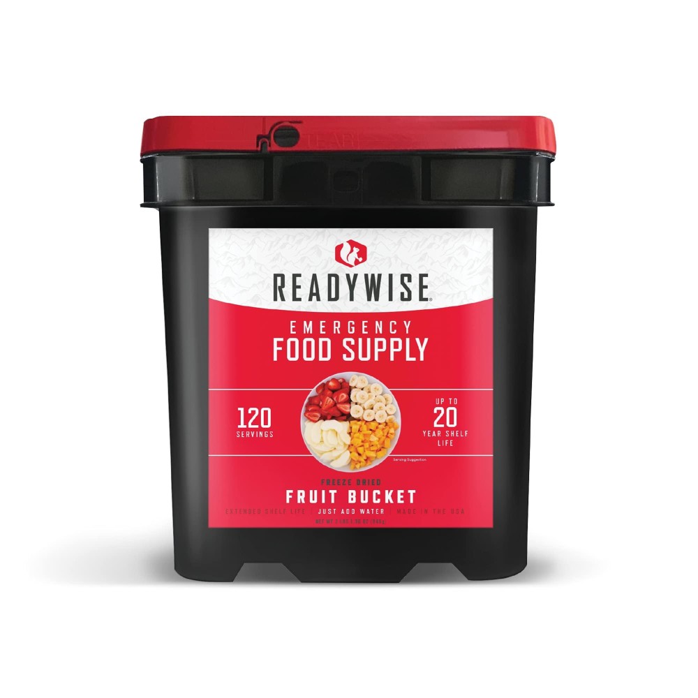 Readywise Emergency Food Supply Freeze-Dried Survival-Food Disaster Kit Camping Food Prepper Supplies Emergency Supplies Freeze-Dried Fruit Bucket 20-Year Shelf Life 120 Servings Fruits