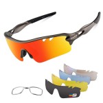 Polarized Sports Sunglasses Cycling Sun Glasses For Men Women With 5 Interchangeable Lenes For Running Baseball Golf Driving (Black+Black)