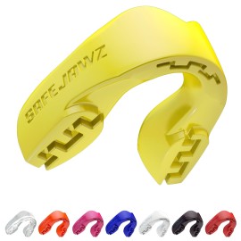 Safejawz Mouthguard Slim Fit, Adults And Junior Mouth Guard With Case For Boxing, Basketball, Lacrosse, Football, Mma, Martial Arts, Hockey And All Contact Sports (Yellow, Adult)