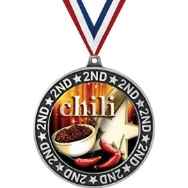 Chili Pot Second Place Medals, 2 34 Silver Chili Cook Off Trophy Medal Award 100 Pack