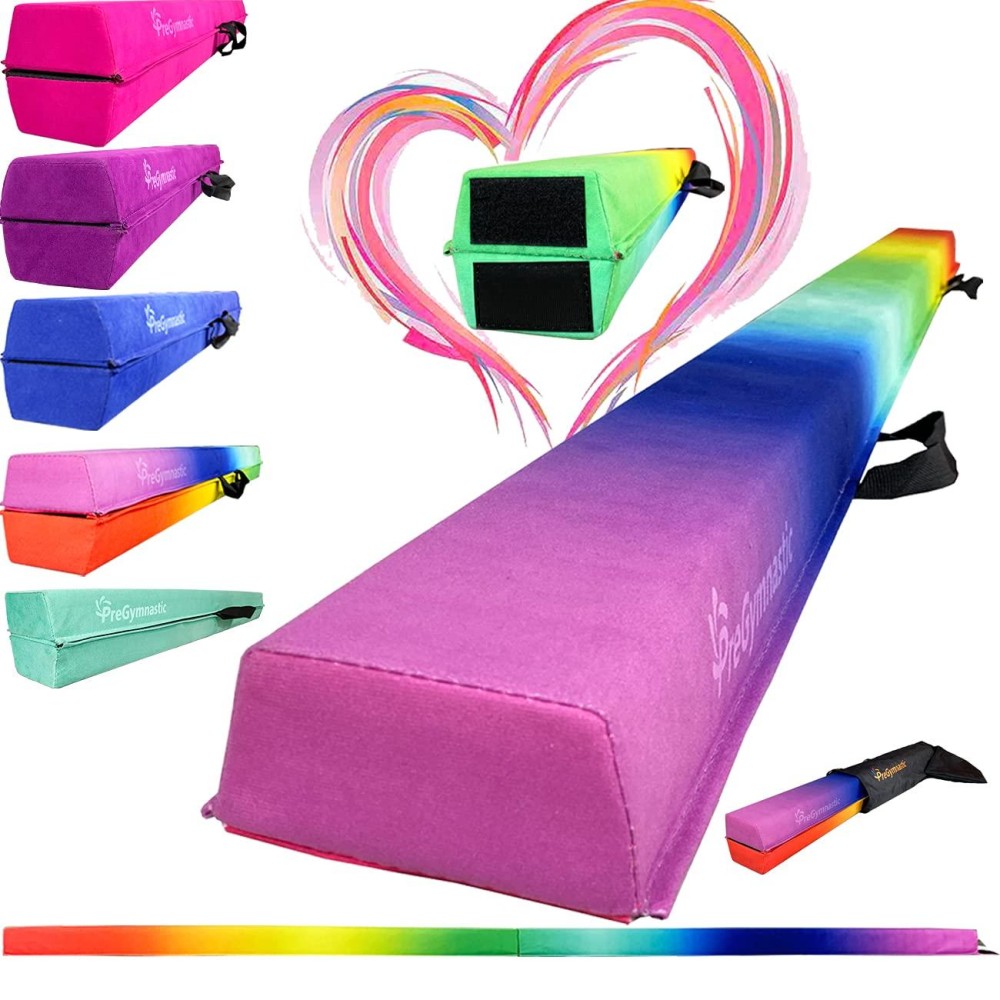 Pregymnastic Folding Balance Beam 8Ft95Ft -Extra-Firm Suede Cover With Shinning Sticker And Carry Bag For Homeschoolclubtravel