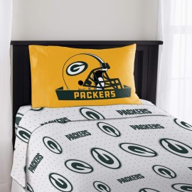 Northwest 1Nfl-82002-0017-Ret Green Bay Packers Twin Bed Sheet Set