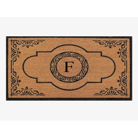 A1Hc Natural Coir Monogrammed Door Mat For Front Door, 30X48, Anti-Shed Treated Durable Doormat For Outdoor Entrance, Heavy Duty, Thin Profile, Easy To Clean, Long Lasting, Front Door Entry Doormat