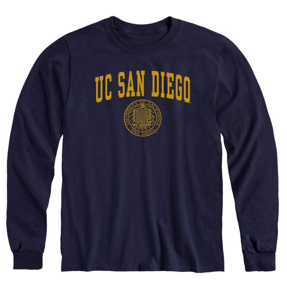 Ivysport Ucsd Uc San Diego King Tritons Long Sleeve Adult Unisex T-Shirt, Heritage, Navy, Xx-Large