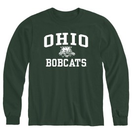 Ivysport Ohio University Bobcats Long Sleeve Adult Unisex T-Shirt, Heritage, Hunter Green, Xx-Large