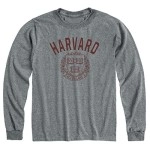 Ivysport Harvard University Crimson Long Sleeve Adult Unisex T-Shirt, Heritage, Charcoal Heather, Xx-Large