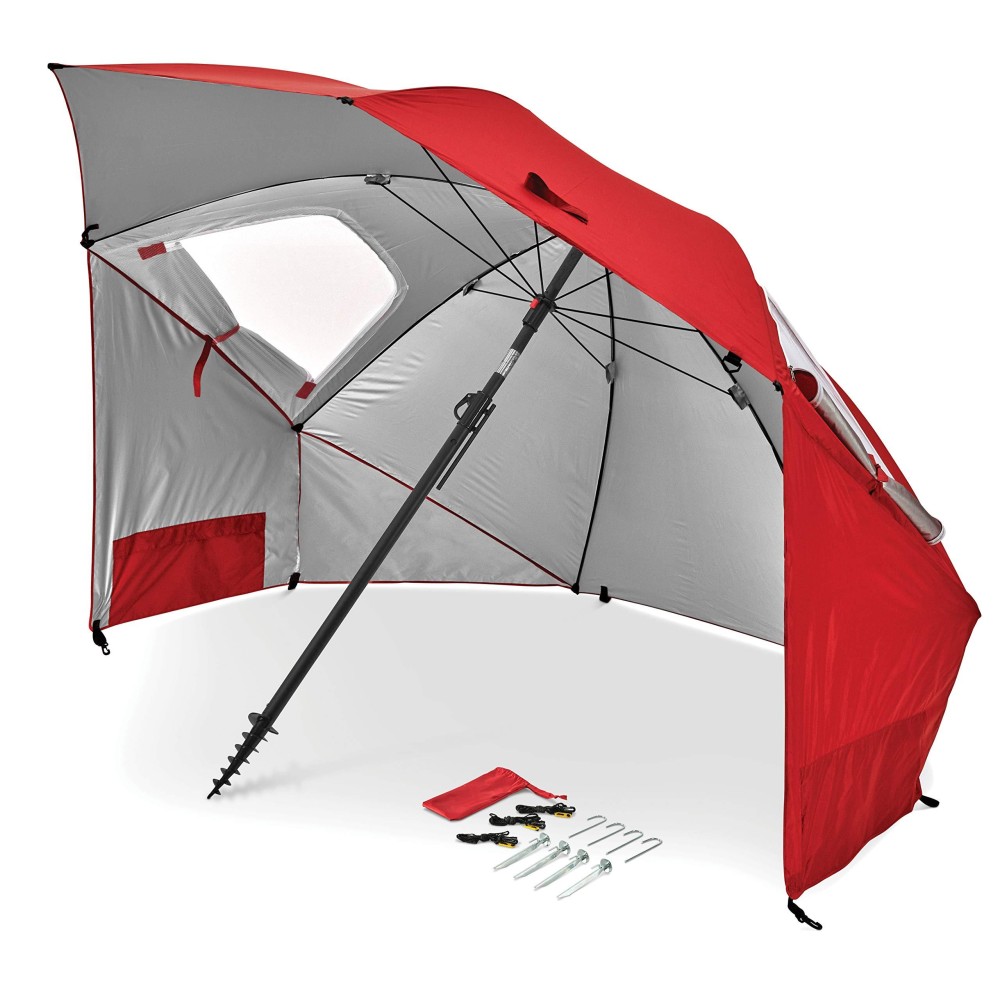 Sport-Brella Premiere Upf 50 Umbrella Shelter For Sun And Rain Protection (8-Foot, Red)