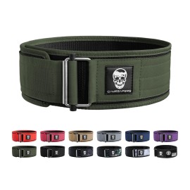 Gymreapers Quick Locking Weightlifting Belt For Bodybuilding, Powerlifting, Cross Training - 4 Inch Neoprene With Metal Buckle - Adjustable Olympic Lifting Back Support (Ranger Green, Medium)
