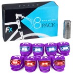 Bike Lights Front And Back - Bike Lights Set Of 8 (Bateries + 8 Extra Sets Of Batteries Included) - Bright Bicycle Lights Front Rear With Waterproof Silicone Housing - Compact & Easy To Install Cyclin