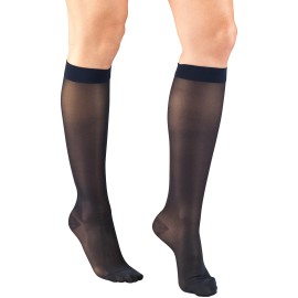 Truform Sheer Compression Stockings, 15-20 Mmhg, Womens Knee High Length, 20 Denier, Navy, 2X-Large