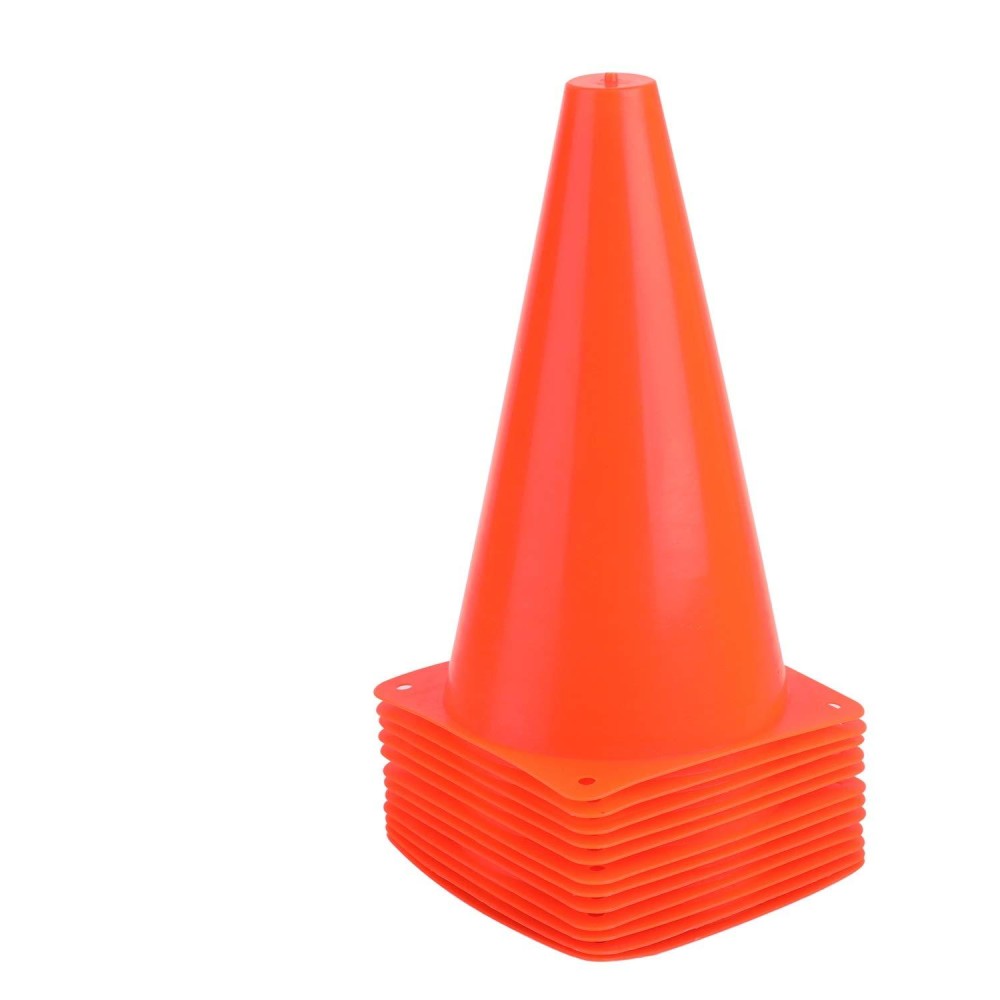 9 Inch Plastic Training Traffic Cones, Sport Cones, Agility Field Marker Cones For Soccer Basketball Football Drills Training, Outdoor Activity Or Events - 12 Pack, Orange