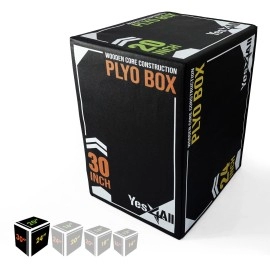 Yes4All 3-In-1 Soft Plyo Box Wooden Core - Safe For Shins - Non-Slip Multi-Use Plyometric Box For Jumping, Conditioning, And Strength Training - 30 X 24 X 20
