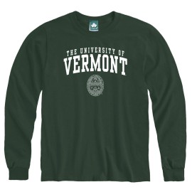 Ivysport University Of Vermont Catamounts Long Sleeve Adult Unisex T-Shirt, Heritage, Hunter Green, X-Large