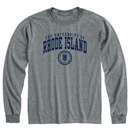 Ivysport University Of Rhode Island Rams Long Sleeve Adult Unisex T-Shirt, Heritage, Charcoal Heather, X-Large