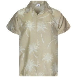 King Kameha Funky Hawaiian Shirt, Shortsleeve, Palmshadow, Beige,46
