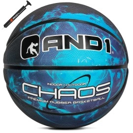 And1 Chaos Basketball: Official Regulation Size 7 (29.5 Inches) Rubber Basketball - Deep Channel Construction Streetball, Made For Indoor Outdoor Basketball Games, Black Hole