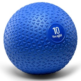 Yes4All Fitness Slam Medicine Ball Triangle 10Lbs For Exercise, Strength, Power Workout Workout Ball Weighted Ball Exercise Ball Blue