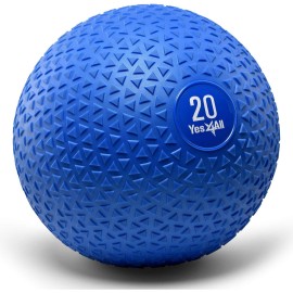 Yes4All Slam Ball With Textured Surface & Durable Rubber Shell (Black & Blue) - Available 10, 15, 20, 25, 30, 40Lbs (I. Blue - 20Lbs) (Y7Yf)