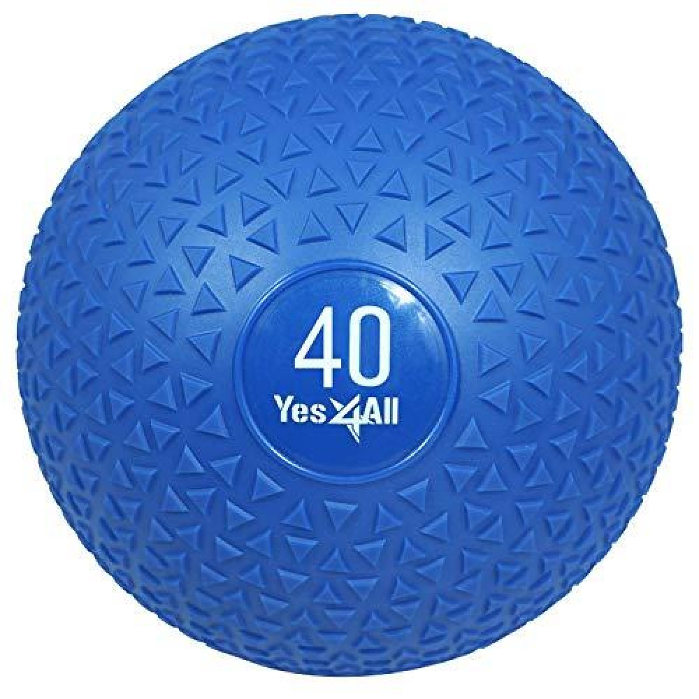 Yes4All Slam Ball With Textured Surface & Durable Rubber Shell (Black & Blue) - Available 10, 15, 20, 25, 30, 40Lbs (L. Blue - 40Lbs), M6Mx, M6Mx, M6Mx, M6Mx
