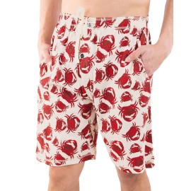 Lazy One Pajama Shorts For Men, Mens Pajama Bottoms, Sleepwear, Seafood, Ocean, Crustacean, Animal (Crabs, Medium)