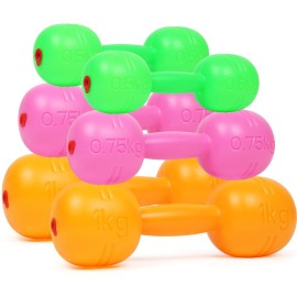 Teganplay Kids Plastic Weight Set Dumbbells Set For Toddlers Barbell Fitness Exercise Equipment For Home Gym Workout (Set Of 6 Pcs)