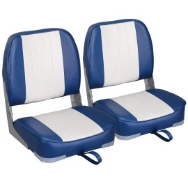 Leader Accessories A Pair Of New Low Back Folding Boat Seat(2 Seats) (B-Whiteblue)