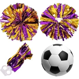 Hlonon 4 Pack Cheerleader Pom Poms Sports Dance Cheer Plastic Pom Poms Cheerleading for Sports Team Spirit Cheering (Rose Red Silver)