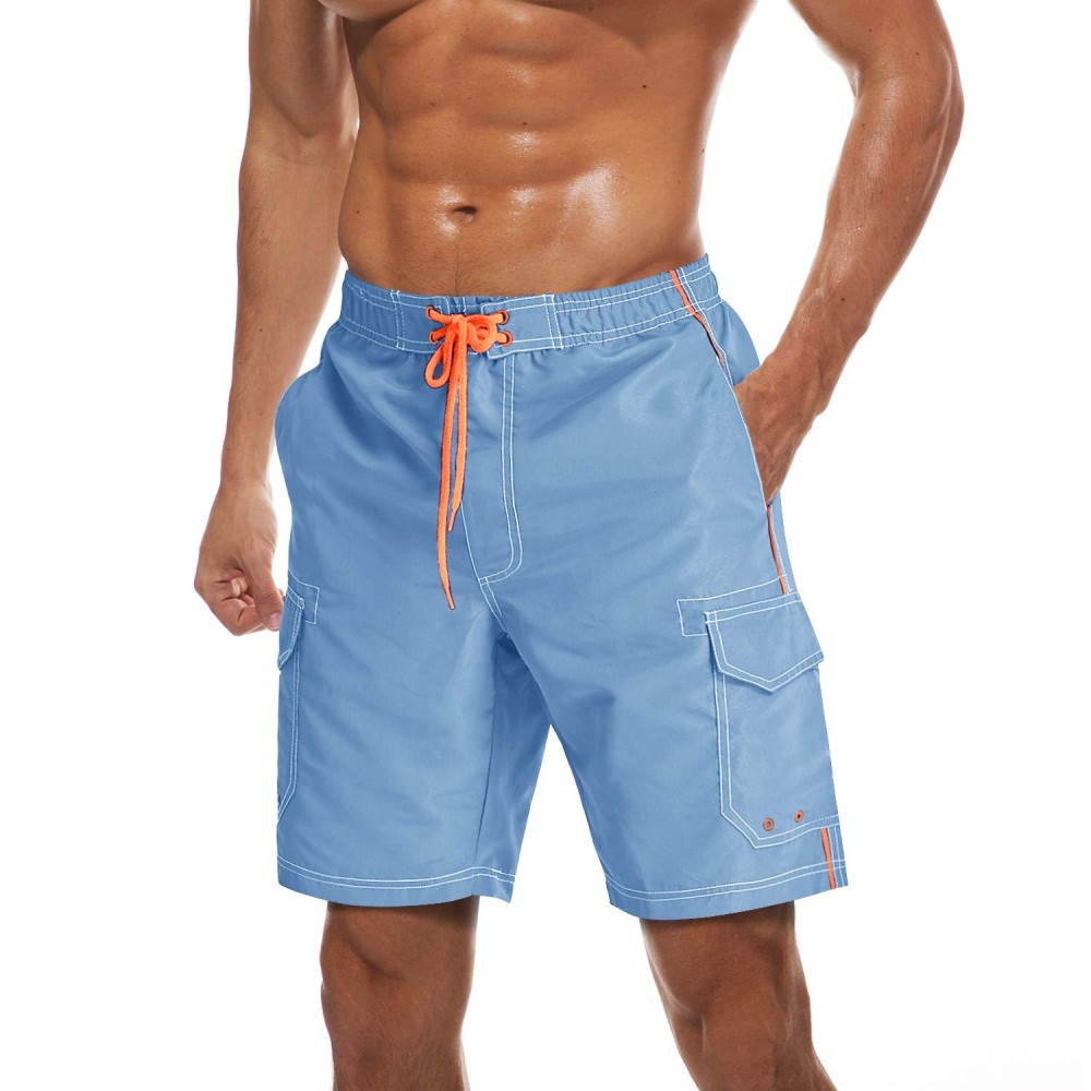 Tacvasen Mens Summer Quick Dry Swim Trunks Bathing Suit Shorts With Lining Men Light Blue