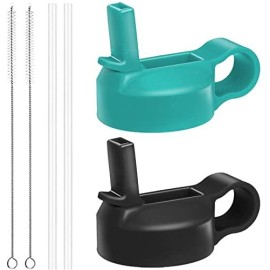 The Mass Wide Mouth Straw Lid Compatibility Most Sports Water Bottle (Black & Mint)