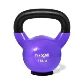 Yes4All Training Kettlebells Weights (5-50Lb)- Home Gym Equipment For Strength Training Exercises With Comfort Vinyl Coated Grip Wide Handle, Special Protective Bottom